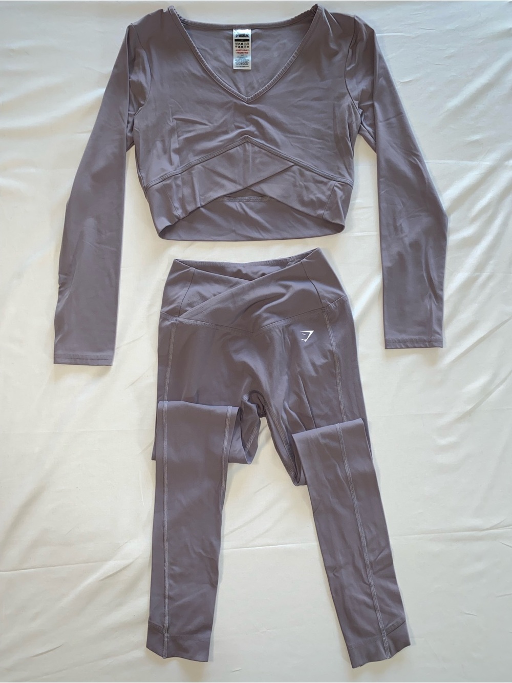 Gymshark Mauve Two-Piece High-Waist Leggings & Long Sleeve Crop Top Set